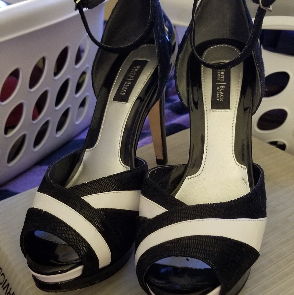 Black and white heels